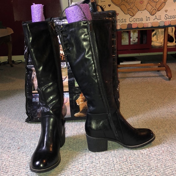 faux leather biker boots